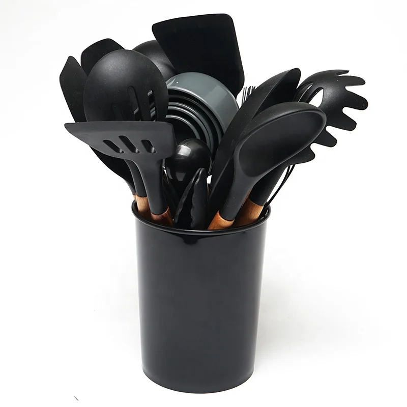 
23 Pcs Heat Resistant Non-Stick Silicone Kitchen Cooking Utensils Set And Measuring Cups And Spoons With Storage Bucket 