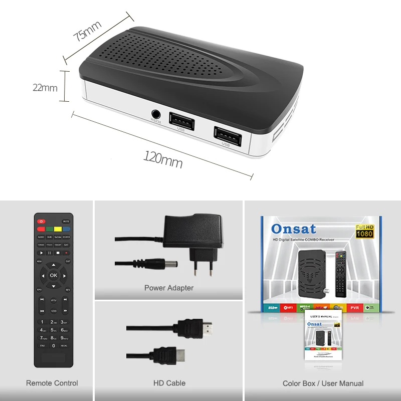 Oem Satellite Tv Receiver DVB S2 FTA Tv Box Decoder Full Hd 1080P