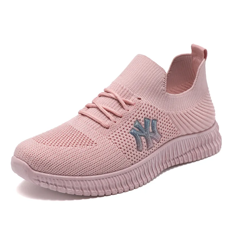 hot selling running shoes knit fly weaving breathable soft women sport shoes running shoe