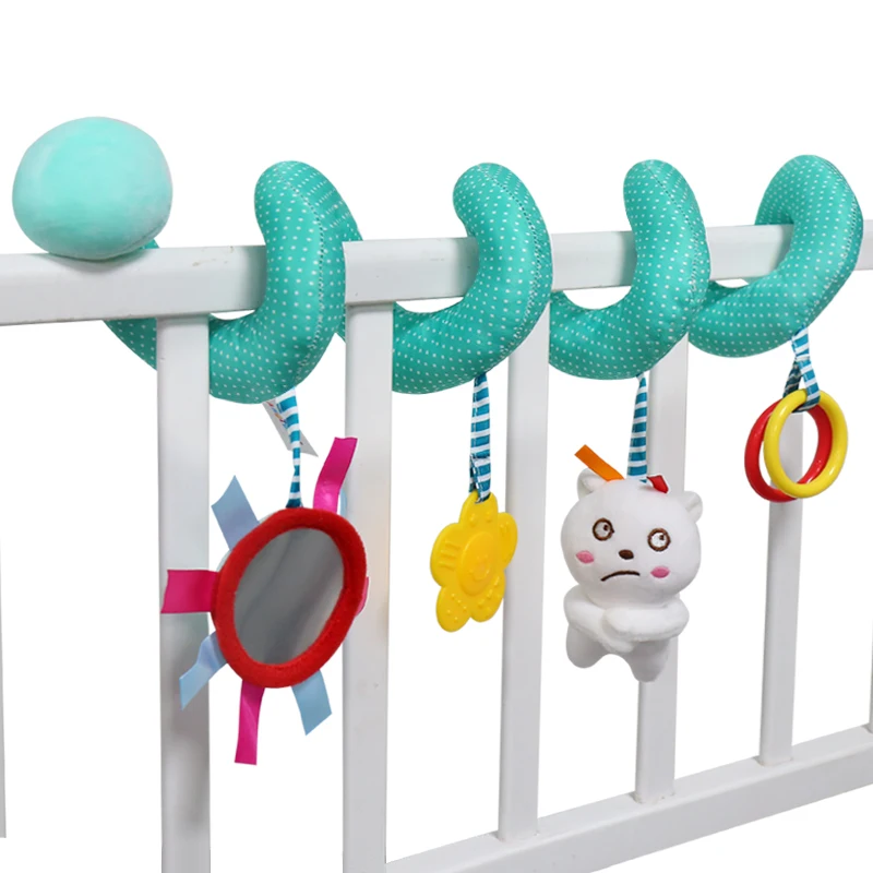 Soft plush stuffed animal baby bed hanging rattle toy toddler education toy  activity spiral toy for stroller