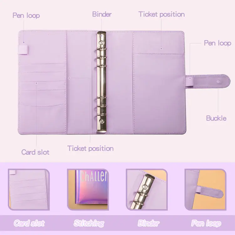 Colorful cash savings challenge envelope loose-leaf books with stickers and transparent bags for budget planner