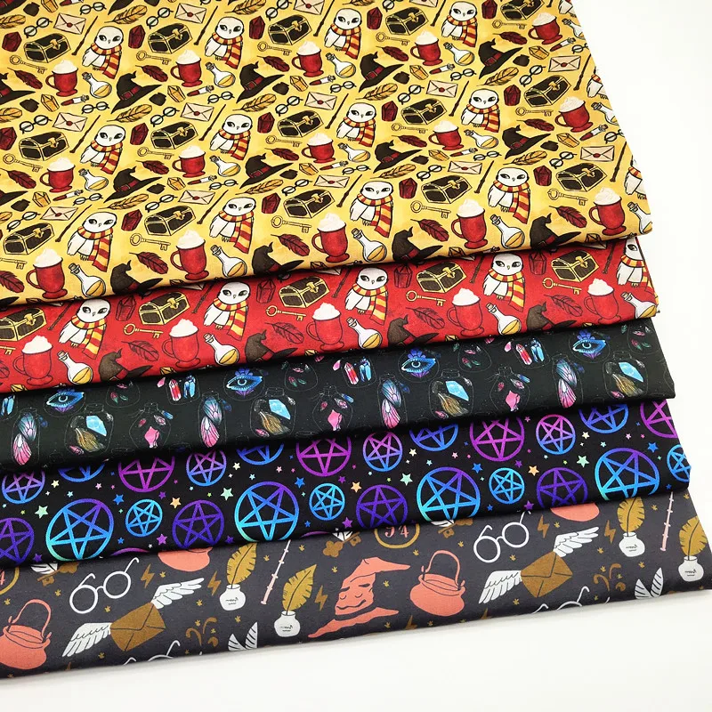 Cartoon Printing Owl Glass 100% Pure Cotton Fabric For Half Yard Diy Sewing Crafts Material