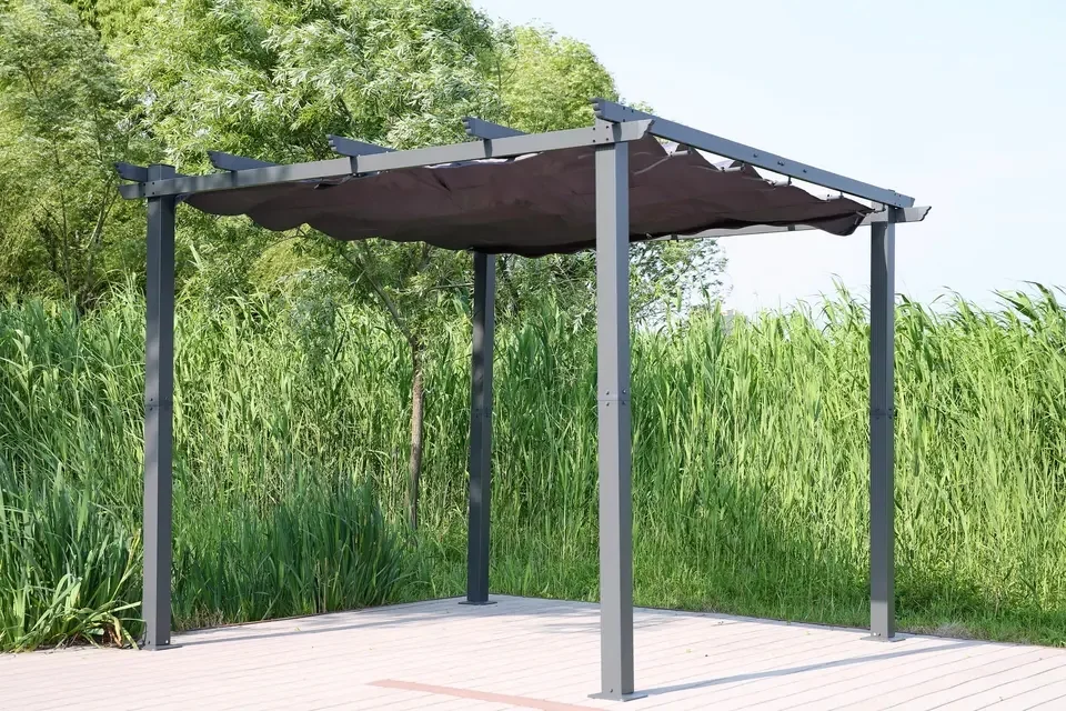 100% Waterproof Pergola Leisure Garden Motorized Louvered Roof Aluminium Gazebo Outdoor Aluminum Pergola Parts