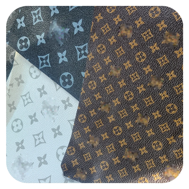 MOQ:1000M High quality PVC leather transfer monogram texture faux leather sheet synthetic PVC for lady bags making