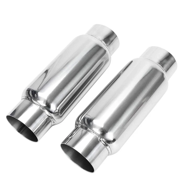 Stainless steel Round exhaust silencer muffler/ Resonator mirror polished 3 inch inlet for heavy duty automotive exhaust system
