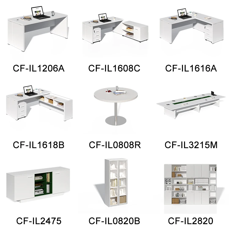 Modern White Ceo Boss Work Executive Office I Shaped Design Eco-friendly Panel Office Desks
