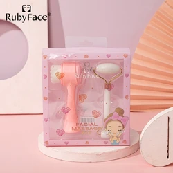 RubyFace  Jade Roller  quartz face roller  Dual Action Facial brush jade roller for massage Makeup Tools se