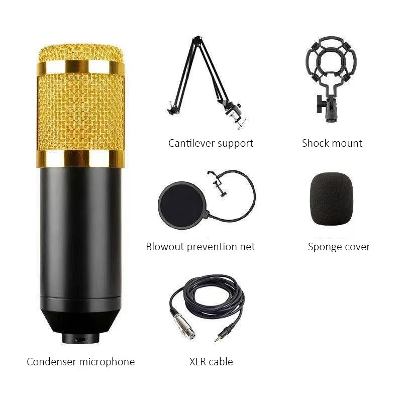 BM-800 Black Color BM 800 Podcast Microfone BM8000 Mic Karaoke Set Kit Usb BM800 Recording Studio Condenser Microphone
