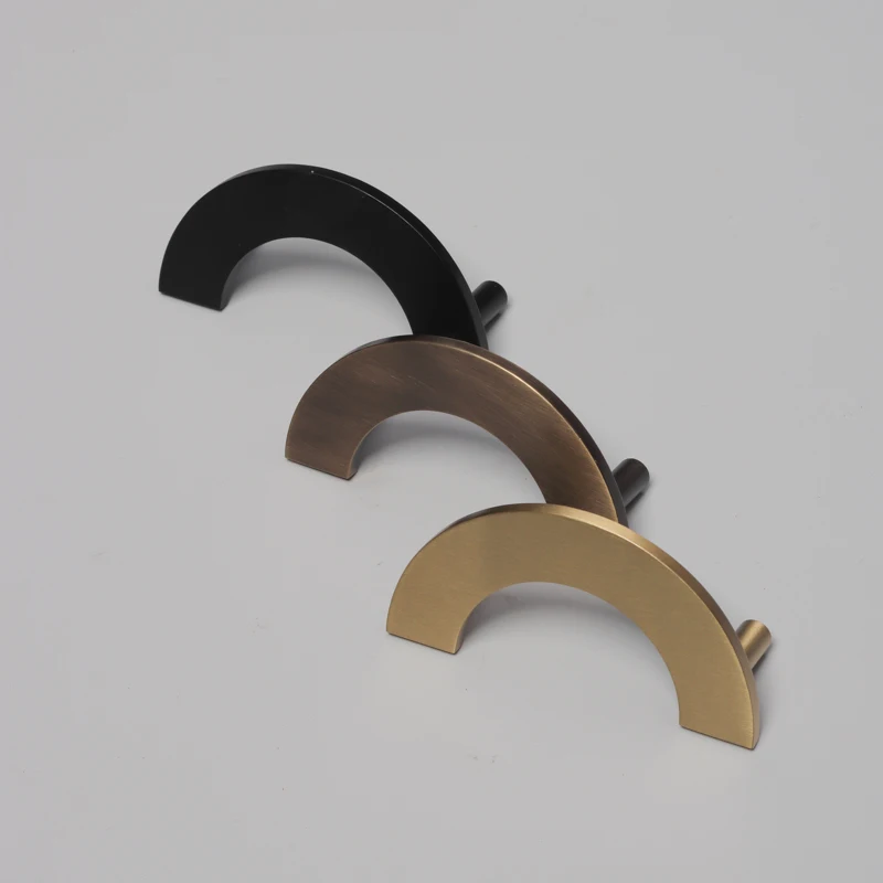 Qiansi HK0166 Half Moon Solid Brass Furniture Handle Modern Cabinet Kitchen Cupboard Drawer Door Handles Pull