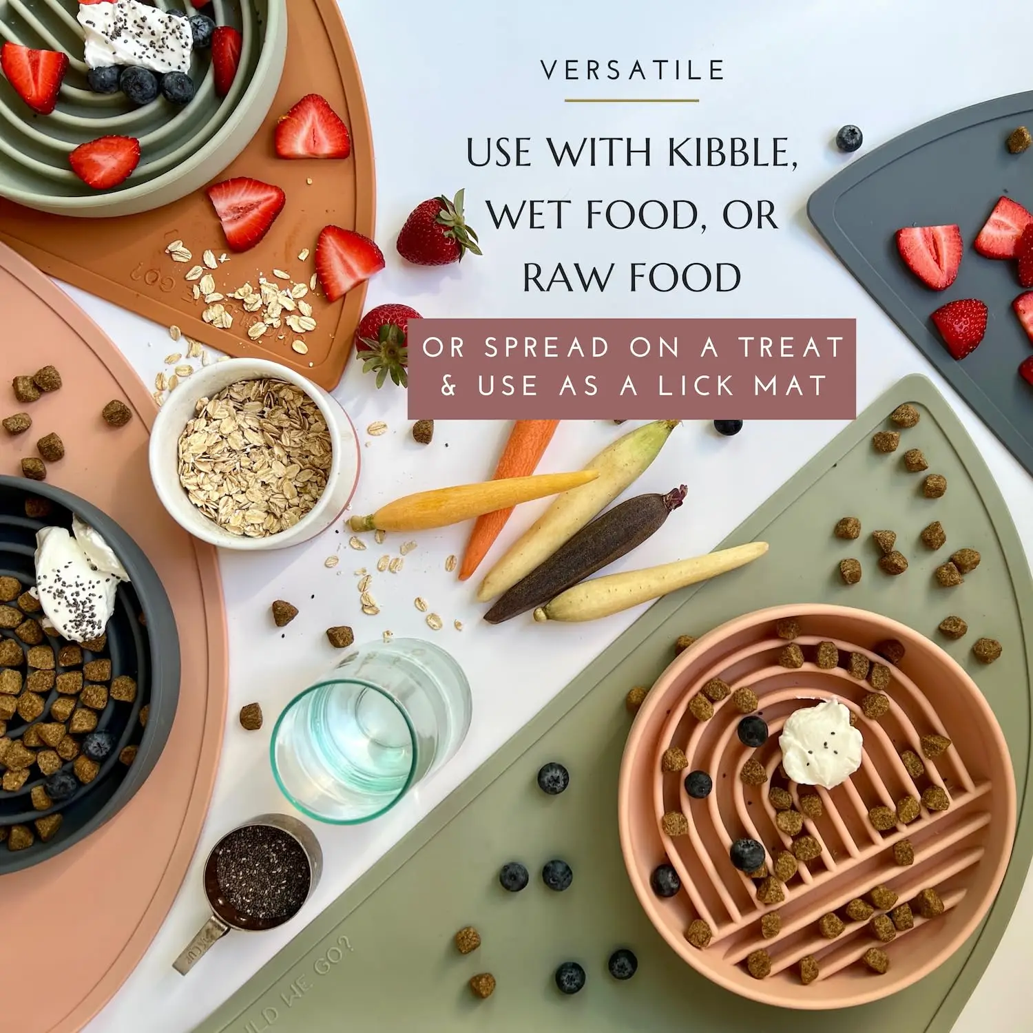 BPA Free Food Grade Silicone Pet Slow Feeding Bowls Dishwasher Safe Lick Mat for Dogs and Cats Slows down Eating