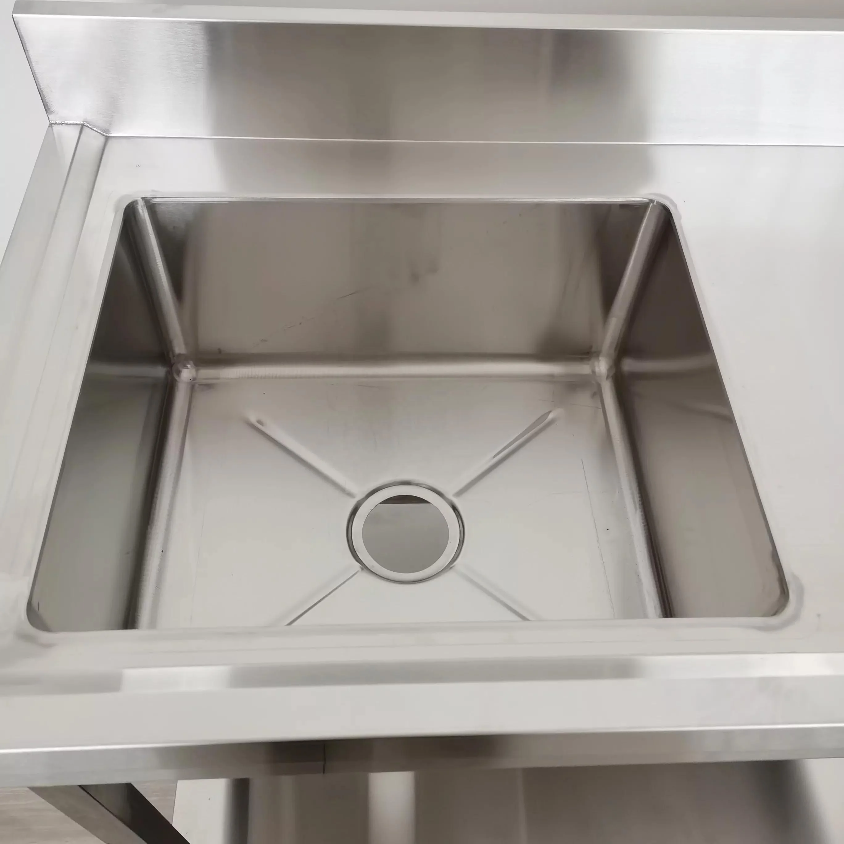 China single bowl sink stainless steel work table with sink right side drainboard outdoor washing sink table