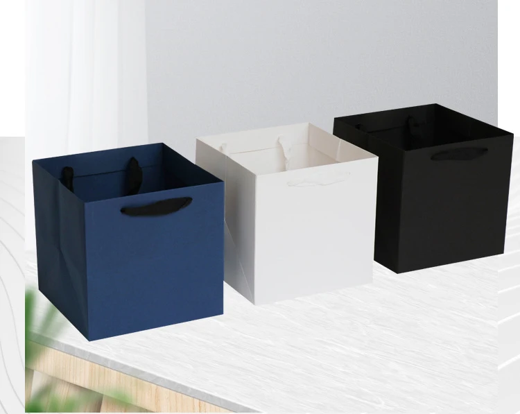 IMEE Customized Logo Wide Bottom Thick Material Large Square Strong Kraft Paper Bag Cake Baking Food Flower Gift Bag