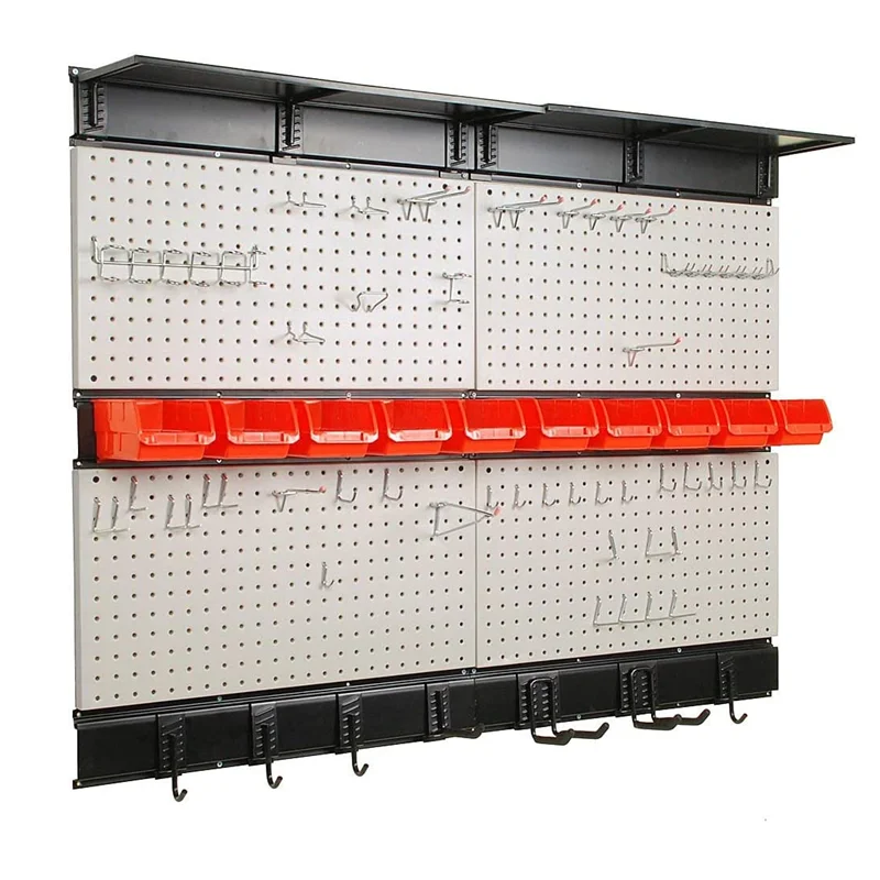 4 ft. 48x40 inch Garage Metal Pegboard Organizer Utility Tool Storage Kit with Toolboard Hooks RACK Pegboard Wall Organizer