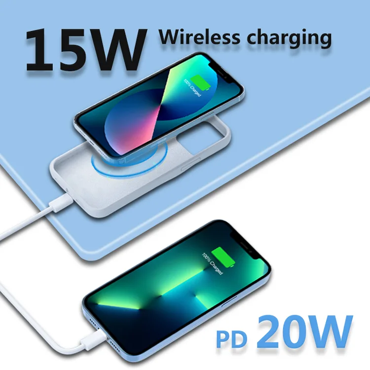 Qi Wireless Charging Battery Charger Phone Case For iPhone 13 Pro Max Portable External Battery Pack Case For iPhone 13 Mini