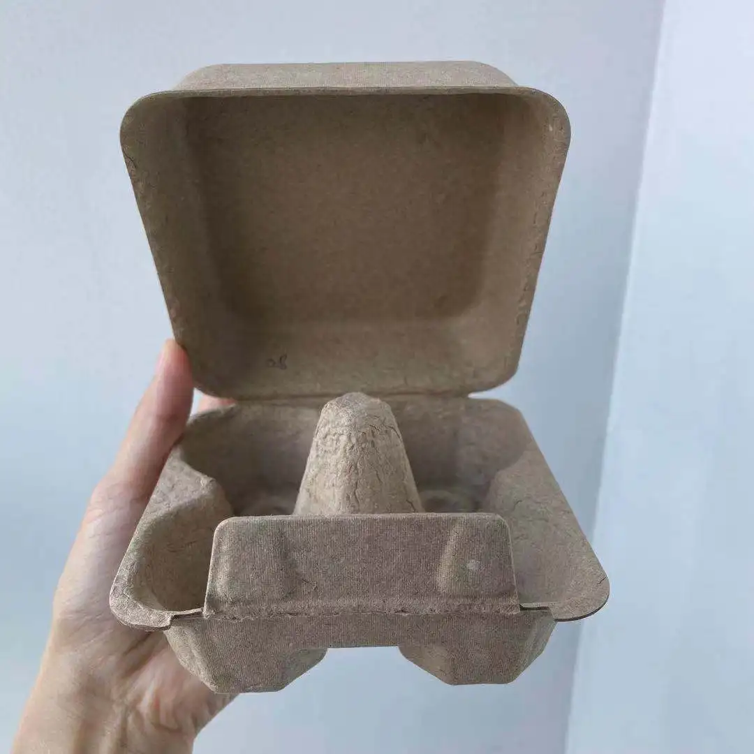 Custom molded pulp clamshell  paper box for small items biodegradable packaging box of recycled paper