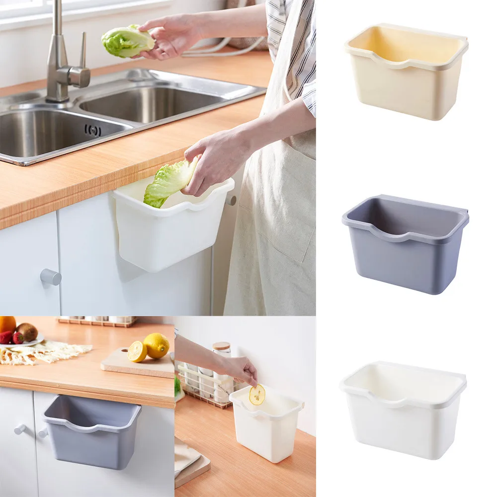 Kitchen Cabinet Door Hanging Trash Can Convenient Kitchen Waste Garbage Container Simple plastic fruits and vegetables Storage