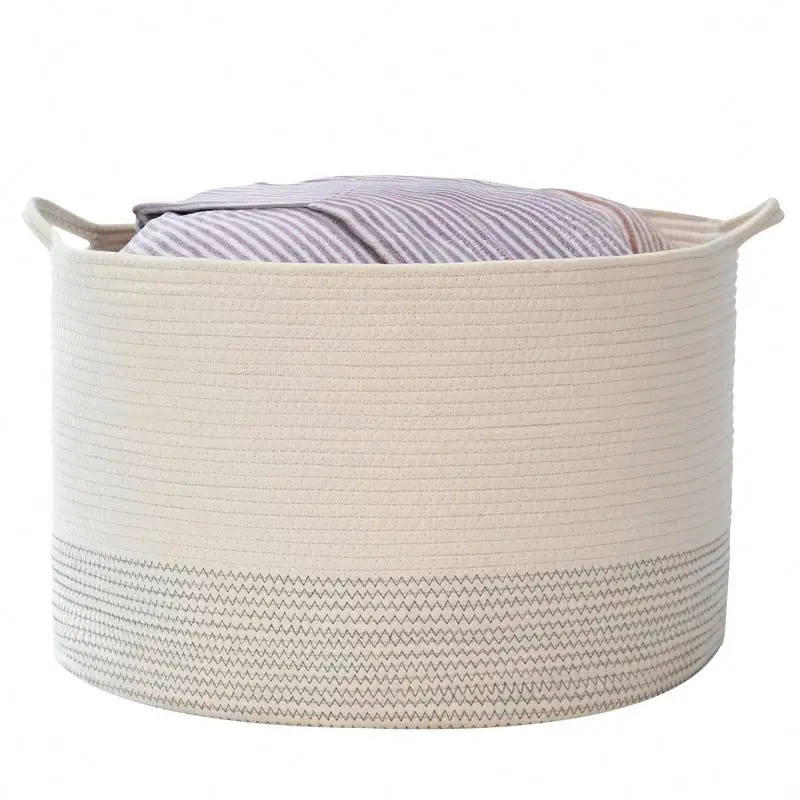 Decorative Utility Cotton Rope Basket Cotton Rope Storage Basket