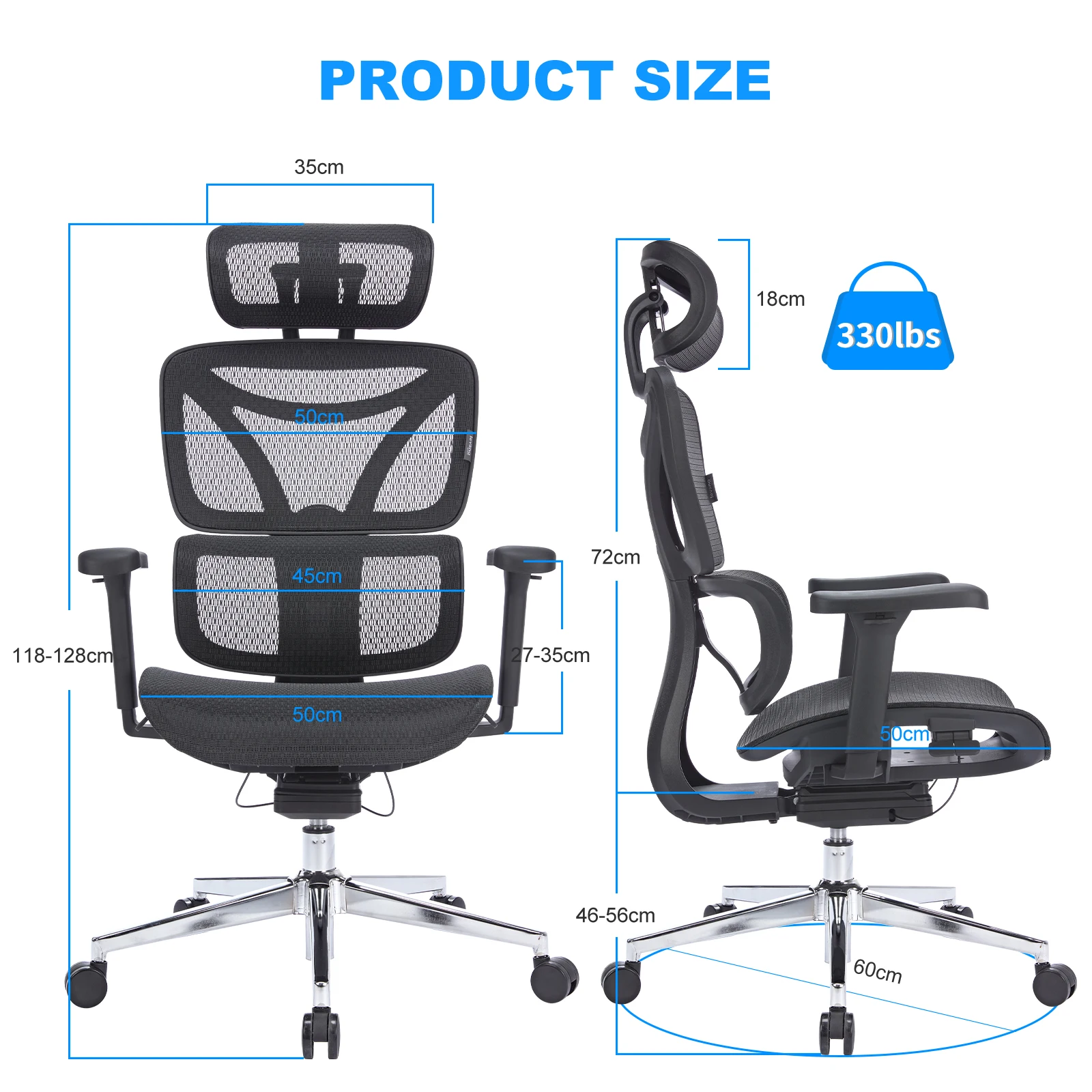 Modern New Design Full Mesh Office Chair Fabric Swivel Ergonomic Chair Wire Control Mechanism with Adjustable Headrest & back