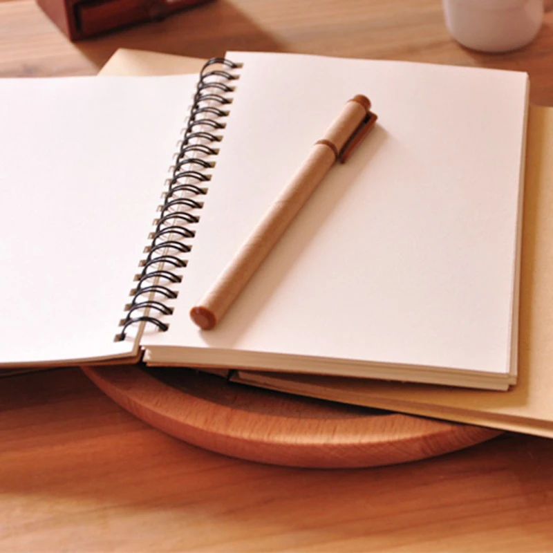 cheap bulk custom spiral notebook a5 kraft paper hardcover sketchbook journal factock note book for students