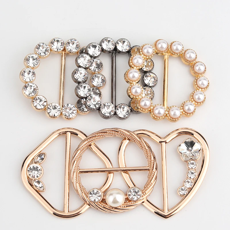 fashion metal buckle with  rhinestones for garments