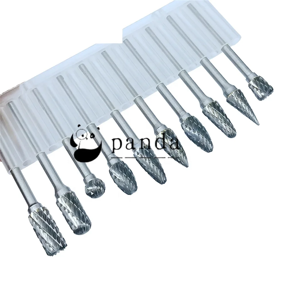 Manufacturer 10pcs 3mm shank double cut single slot wood tungsten carbide rotary burr sets rotary files