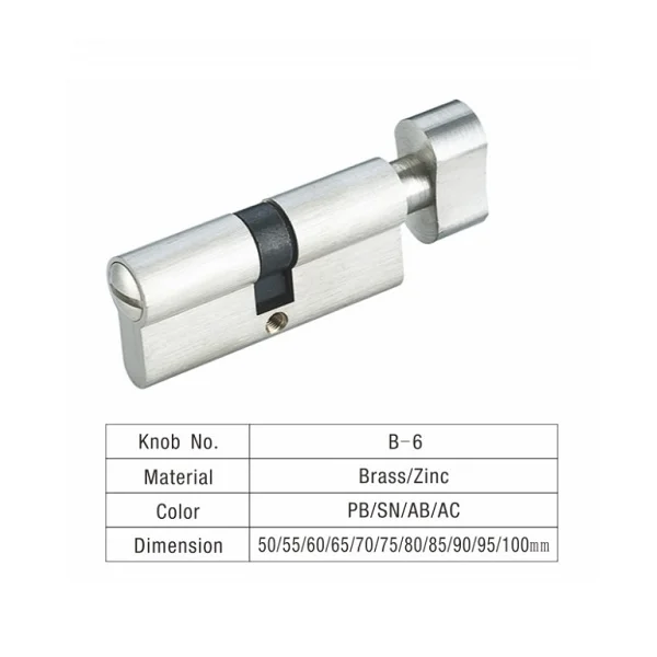 Brass /Zinc Cylinder with knob for mortise lock B-06