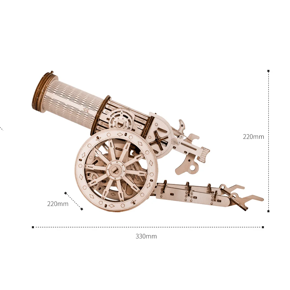 Beaverlab Antique Crafts Medieval Wheeled Cannon 3D DIY Assembled Wooden Cannon Puzzle Novelty Gift