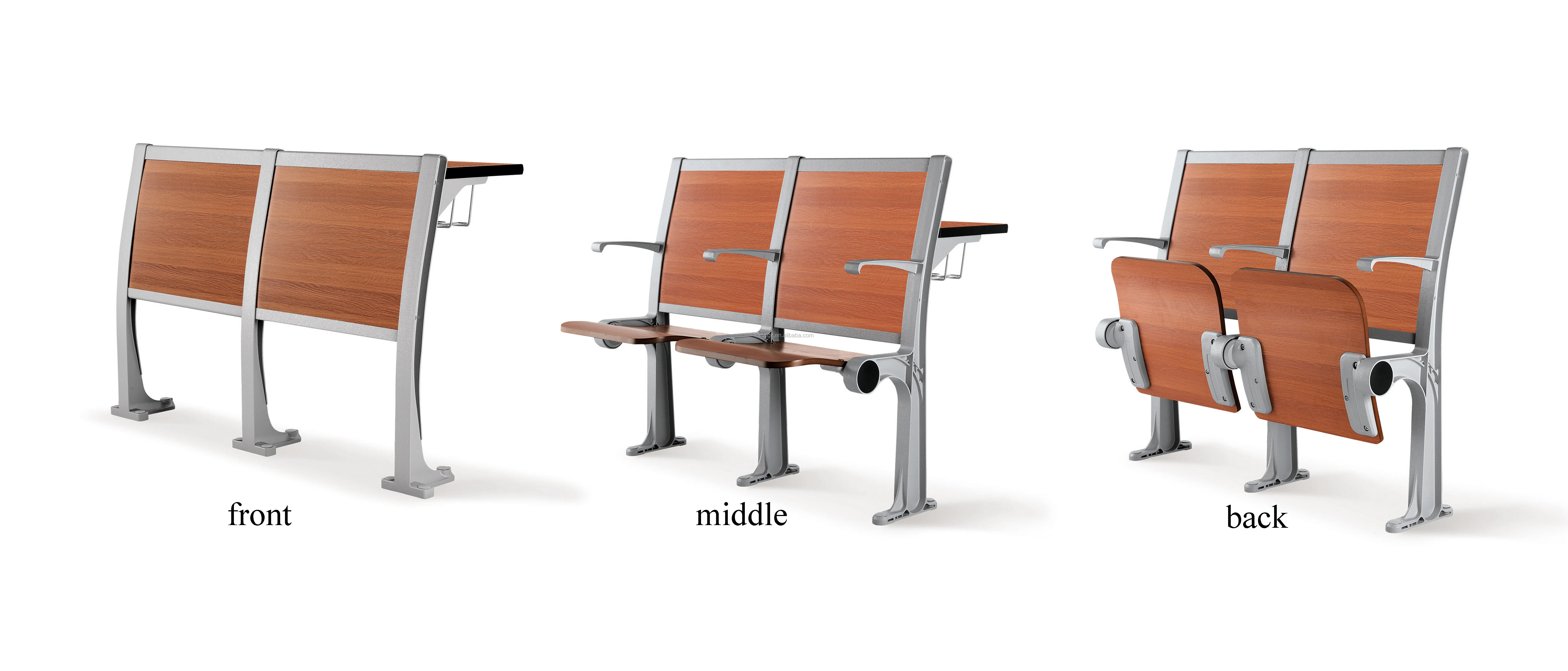 student training desk and chair aluminum alloy leg+wood chair for school