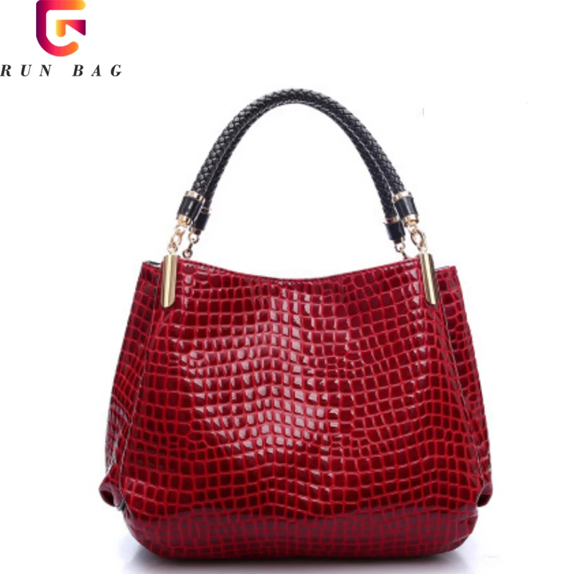 
Free Sample Satchel Shoulder Tote Bags High Quality Crocodile PU Leather Handbags For Women 