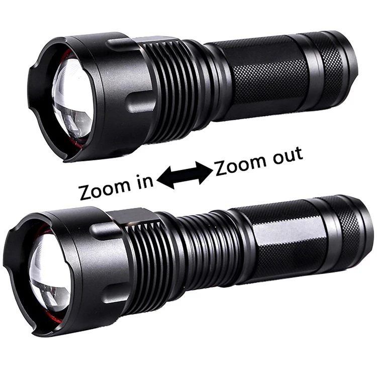 QXMOVING Super Bright Waterproof USB Rechargeable 26650 Battery Zoom Tactical Strobe Laser Logo Flashlight For Hunting