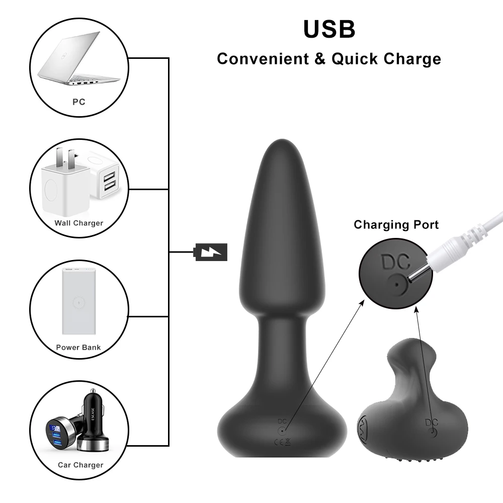 Anal Plug Vibrator for Women Bluetooth Remote Control 14 Mode 360 Rotation Adult Toys for Men Butt Plug Prostate Massage 18