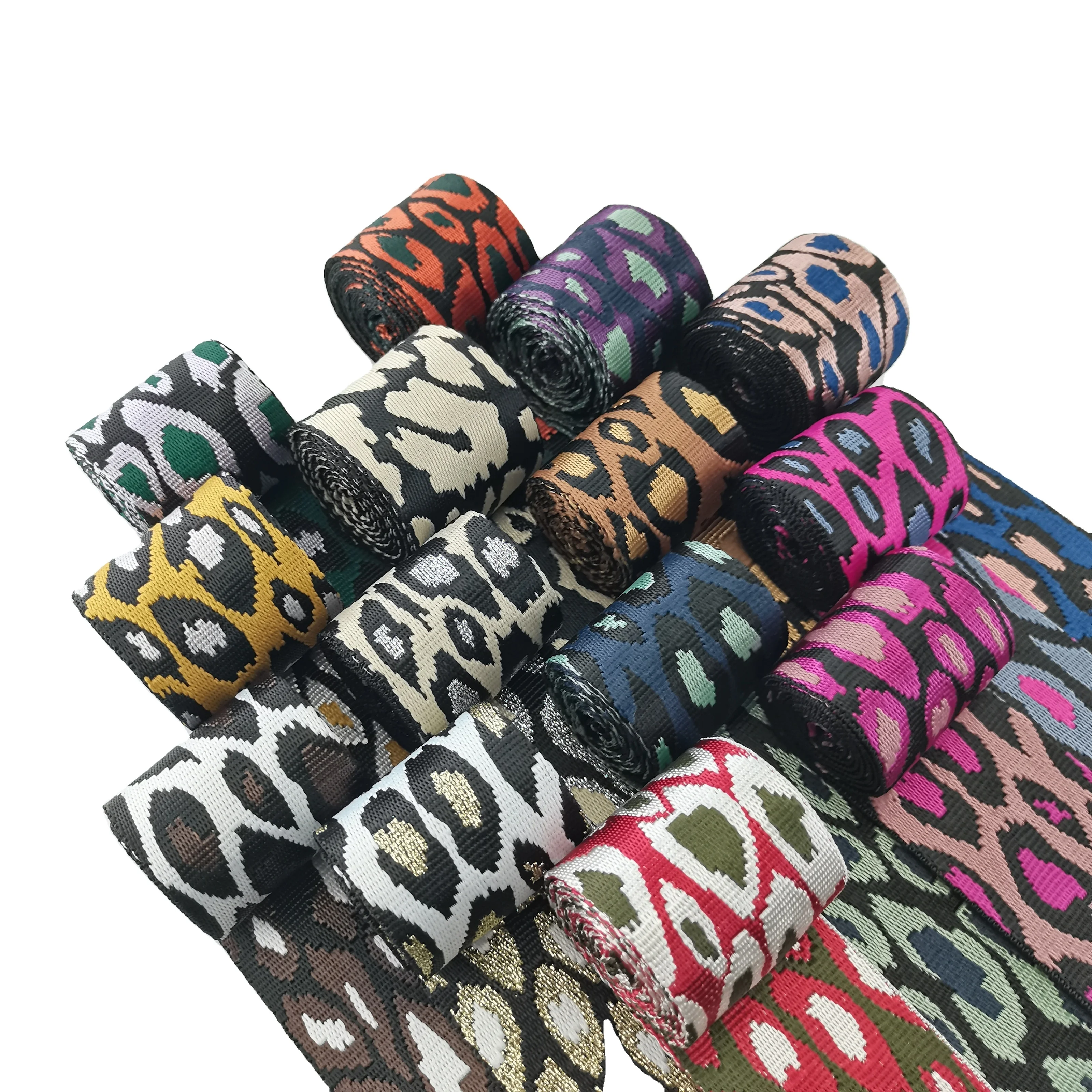 5cm Double Sided Gold and Silver Wire Serpentine Crossbody Shoulder Strap Belt Clothing Jacquard Webbing