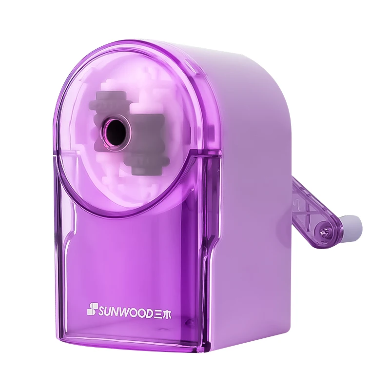 NEW SUNWOOD Auto-feed Manual Pencil Sharpener for Office Home School Classroom Kids Stationery Adjustable Tip X18 Purple