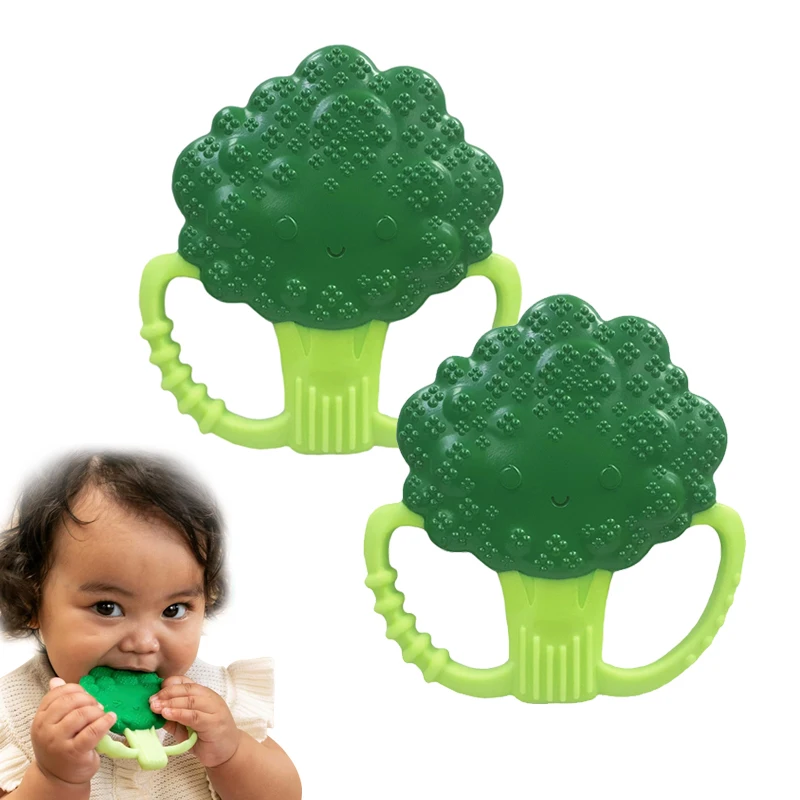 Wholesale Little Colored Broccoli Silicone Baby Teether Sensory Toys BPA Free Food Grade Soft Teether Chew For Baby