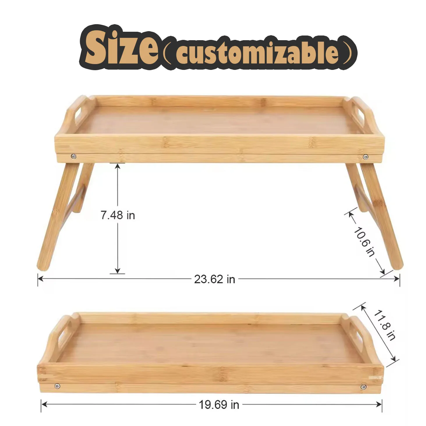 Bed Table Tray with Folding Legs - Breakfast Tray Bamboo Bed Tray for Sofa, Bed, Eating, Snacking and Working