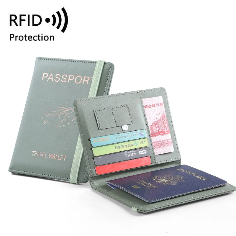 high quality passport holder leather travel wallet rifd passport holder bag hot stamp passport cover customized design