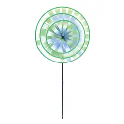 Высококачественное украшение для улицы, красочные игрушки с колесиками, Детская Тройная вращающаяся ветряная мельница