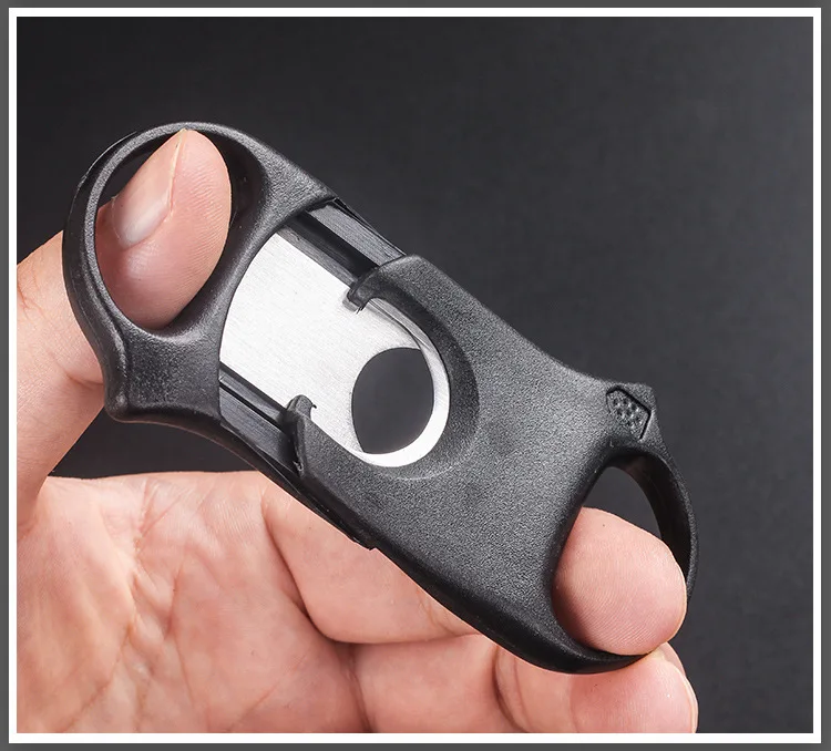 custom Logo Mini 20mm ring Plastic Double Blades Guillotine Cutter Cigar Cutter Tools Mini Cigar Knife