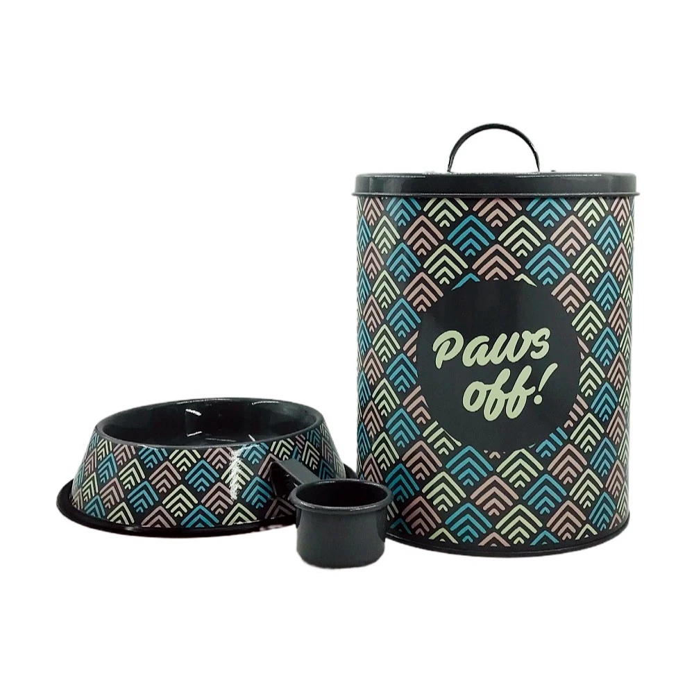 Wholesale Vintage Dog Treats Jar Retro  Metal Steel Bin Treat Cat Dog Pet Food Storage Container  Dog Treat Box