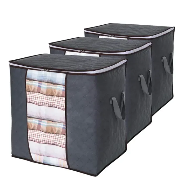 Non-woven fabric Large Capacity Foldable Clothes Storage Bag Organizer with Reinforced Handle for Comforters Blankets