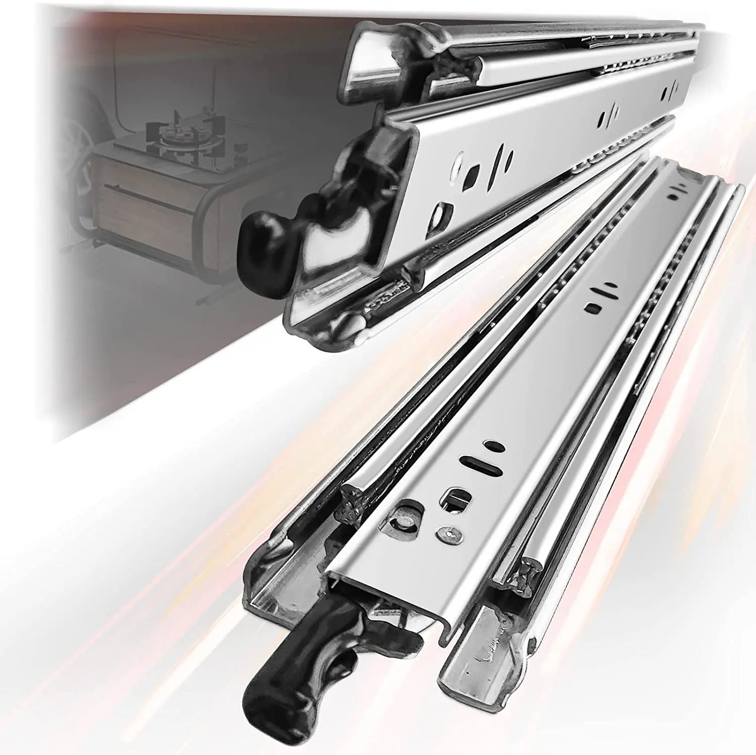 Heavy Duty Drawer Slides 36 Inch with Lock Full Extension Ball Bearing Cabinet Telescoping Locking Sliding Rails Tool Box Runner