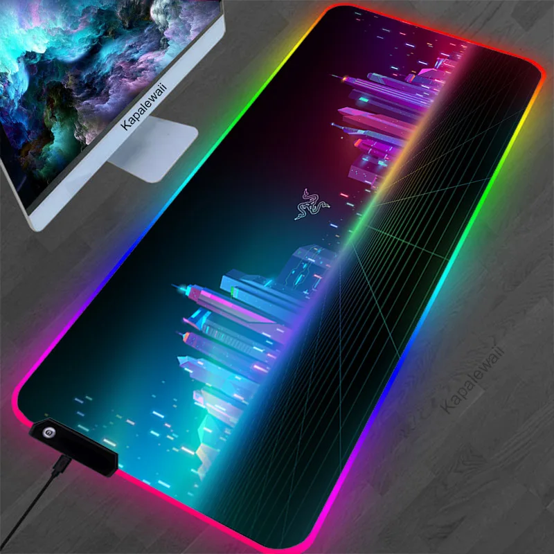 Customize Large Rgb Led Mouse Pad 7 Color Usb Wired Lighting Gaming Gamer Backlight Mousepad