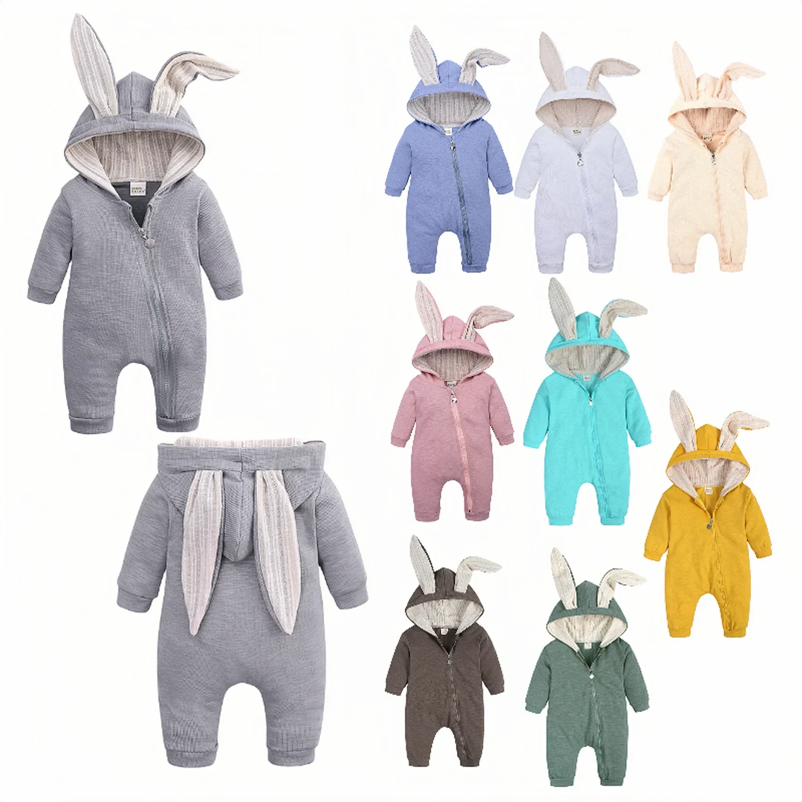 Newborn baby boy and girls clothes jumpsuit Zipper Long Sleeve Baby Onesies Cotton Toddler Pajamas Baby bunny sleepsuit