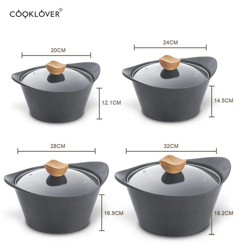 10Pcs Cook-lover White Die-casting  Aluminum Cookware Sets