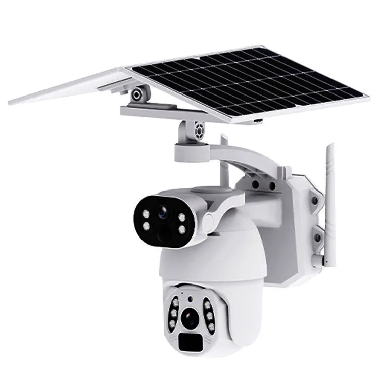 6w solar panel outdoor waterproof battery wireless security alarm linkage dual lens family section HD long distance 4g camera