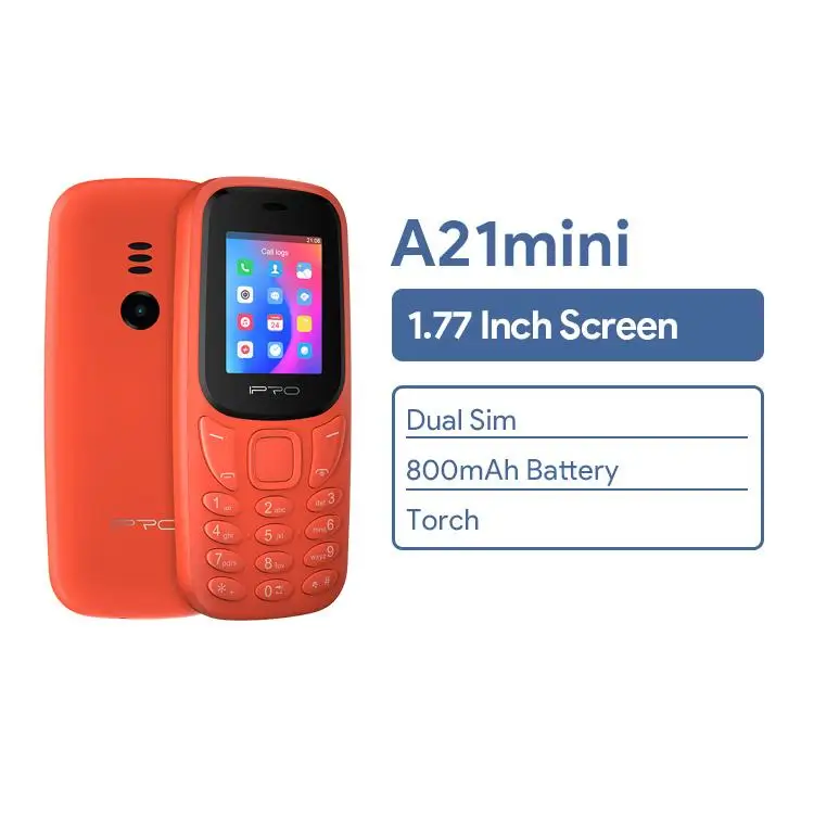 1.77inch Cheap price 3310 mobile phone IPRO A21mini 32MB+32MB OEM ODM FM Radio Multi Language Vibration Bar Feature Phone