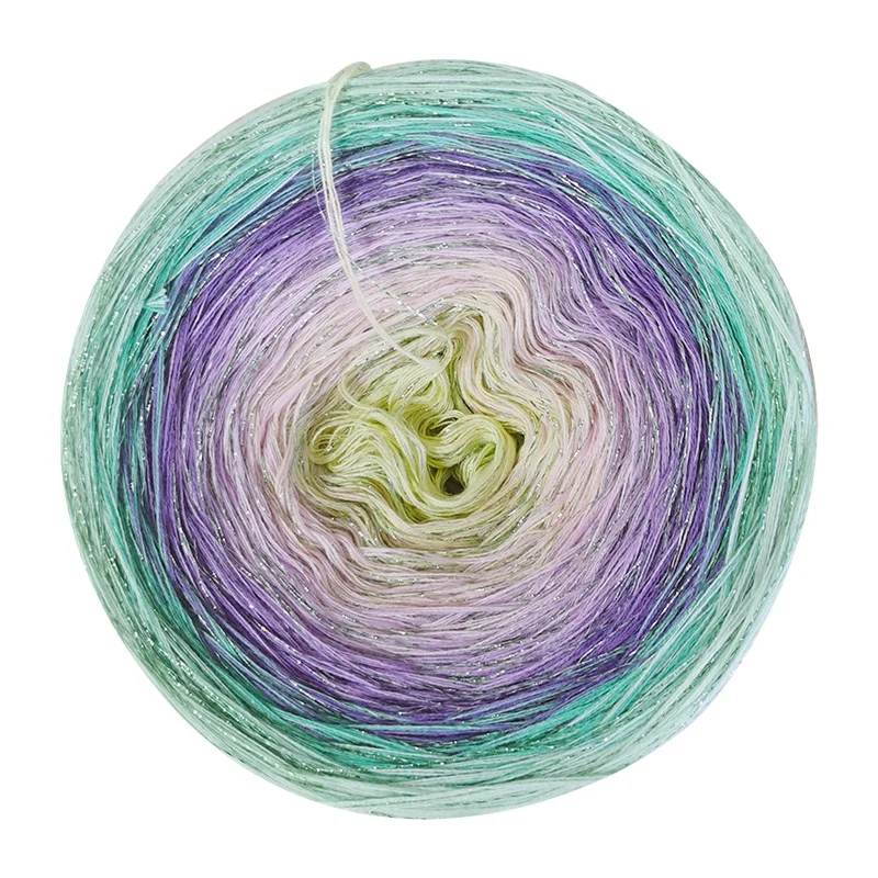 Low MOQ Colorful Fancy Crochet DIY Knitting Rainbow Cake Cotton Yarn 1200m