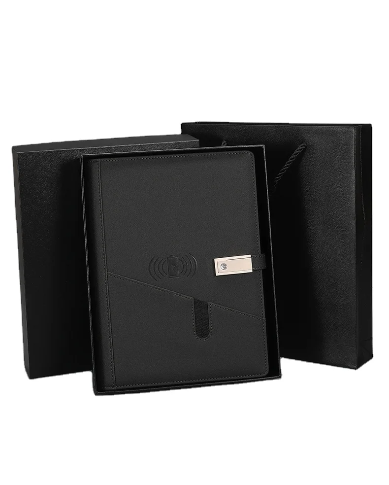 Hot Selling Custom Led Light Logo A5 Size 8000Mah Wireless Power Bank Diary Notebook With Usb