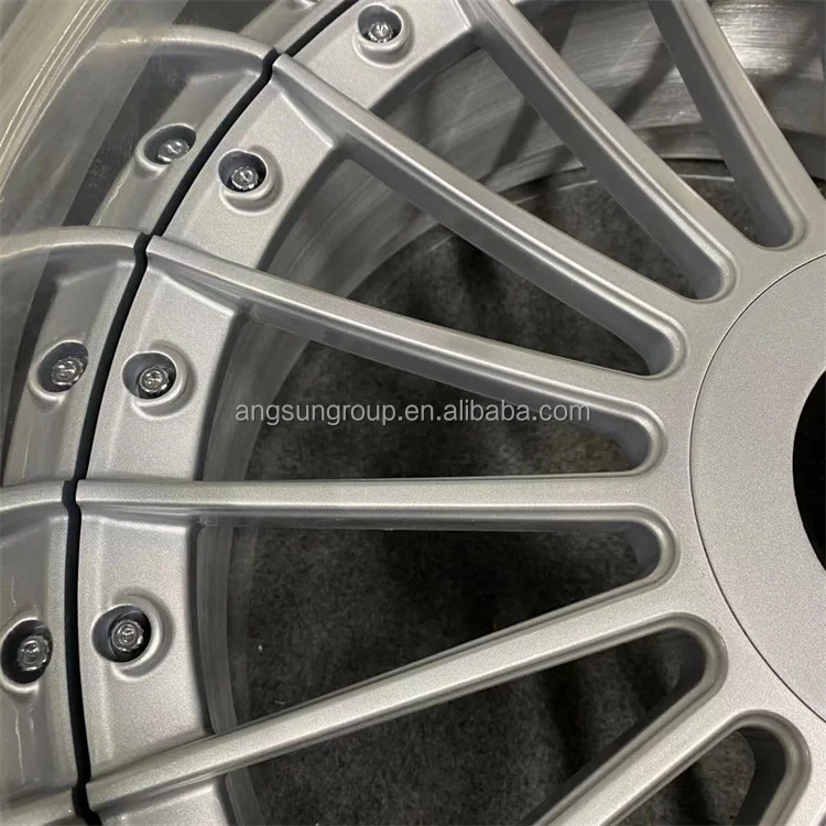 High quality custom 20 inch 3 pieces forged split wheel silver center reverse polished lip alpina alloy wheels for BMW  e38