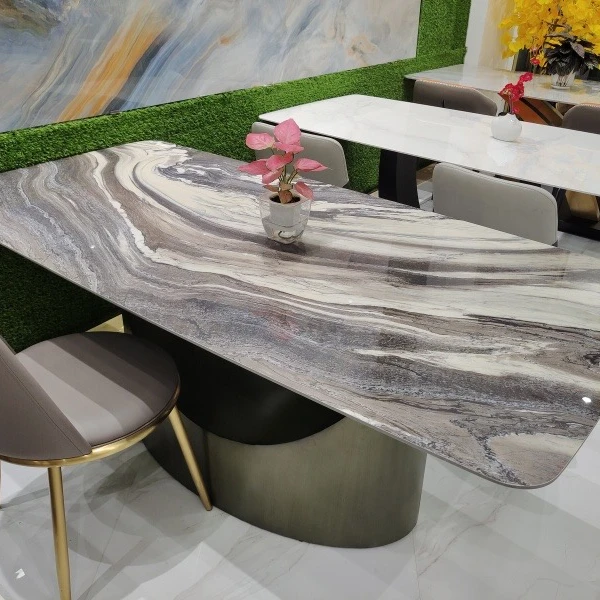  Luxury Glossy marble top dining table